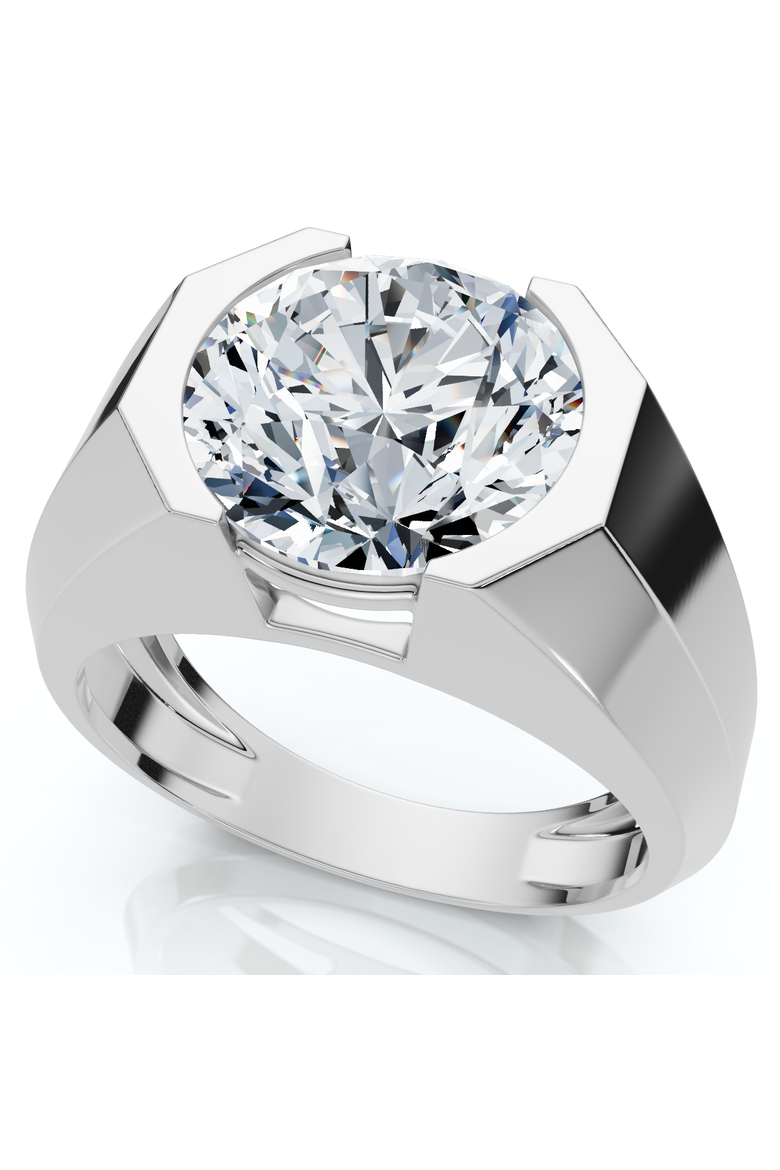 Certified 5 Ct Elon Signature Men's Bezel Diamond Ring Lab Grown, Alternate, color, 14k White Gold