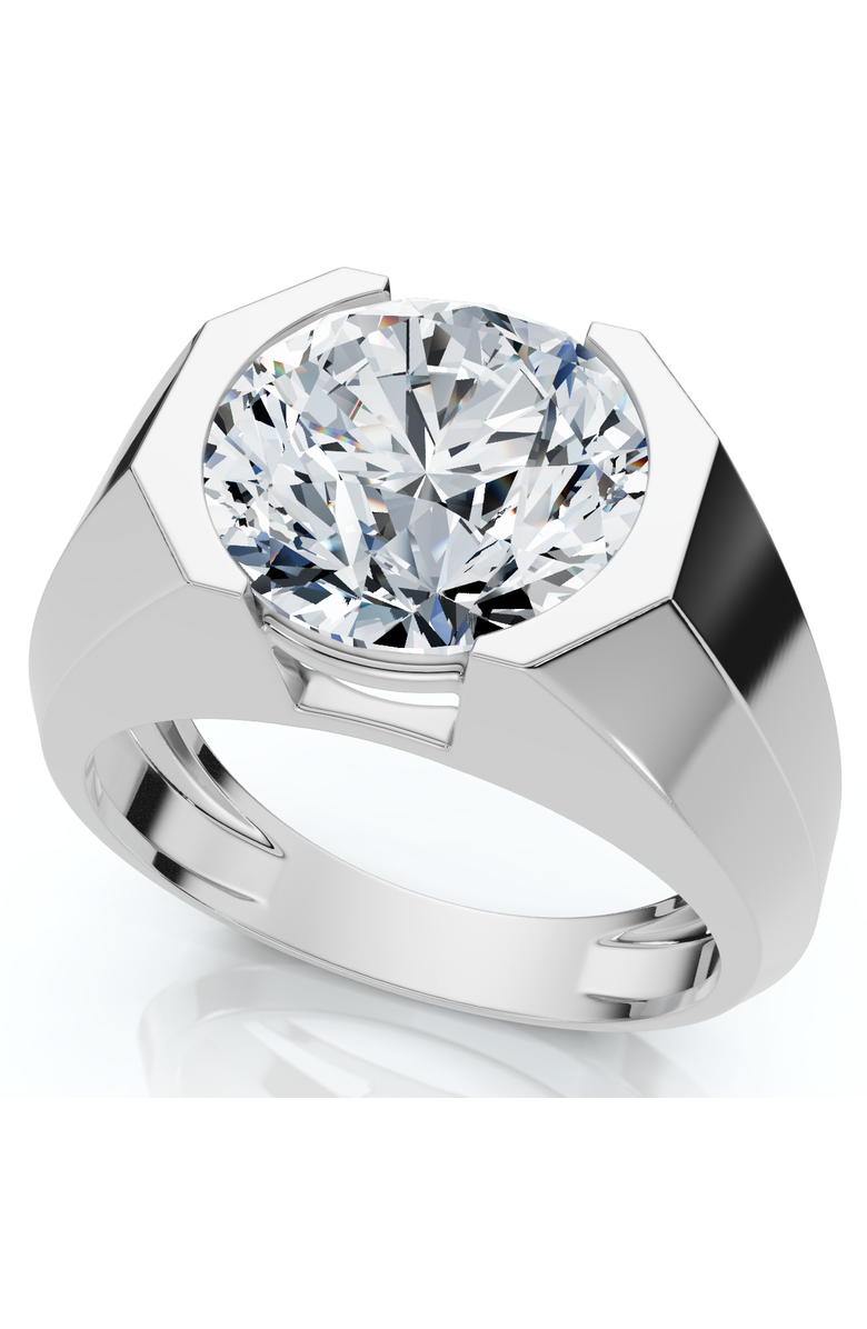 Bliss Diamond Certified 5 Ct Elon Signature Men's Bezel Diamond Ring Lab Grown, Alternate, color, 14K White Gold