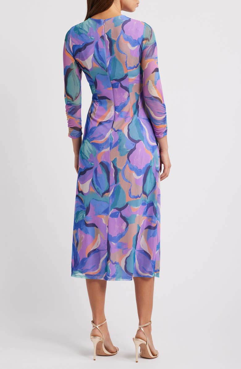 Vince Camuto Abstract Floral Long Sleeve Mesh Midi Dress, Alternate, color, Purple Multi
