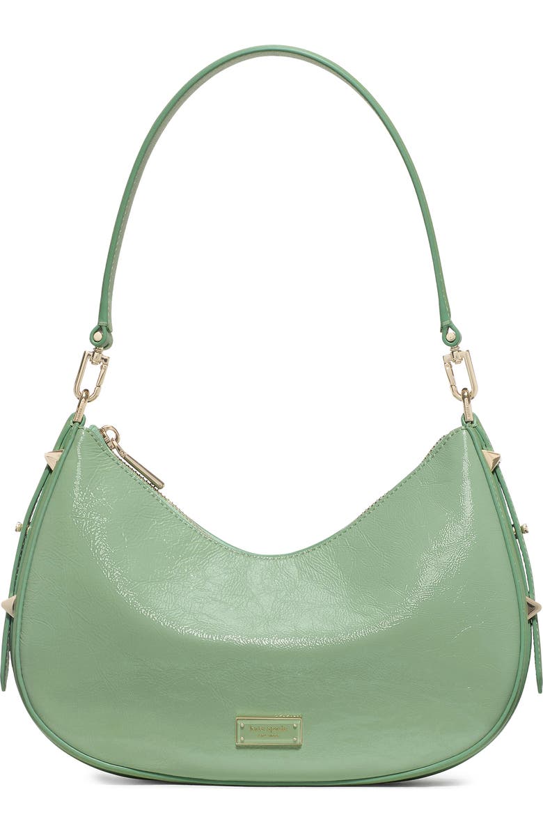 Kate Spade New York liv crinkle patent leather convertible shoulder bag, Main, color, Crisp Sage