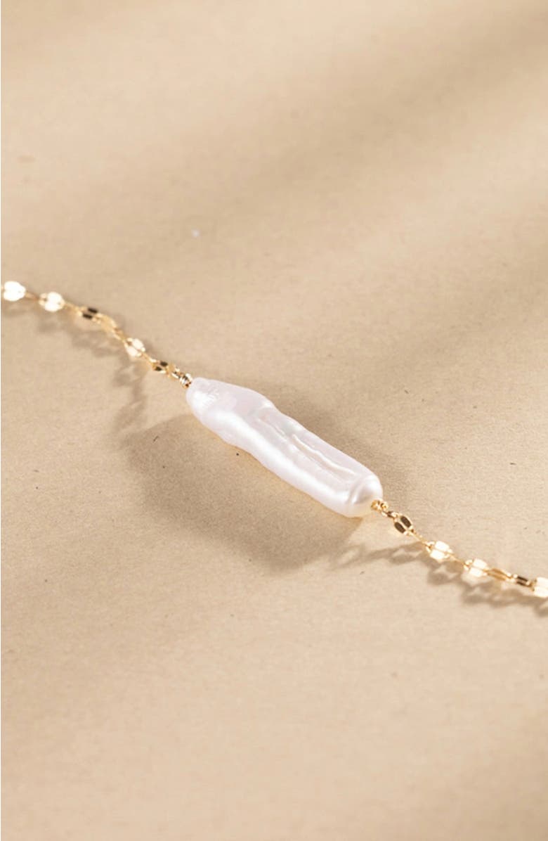MADE BY MARY Baroque Pearl Bar Necklace, Alternate, color, Gold Vermeil