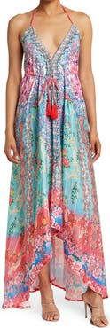 RANEES Bright Printed Pink Blooms Flare Sleeve Cover-Up Duster