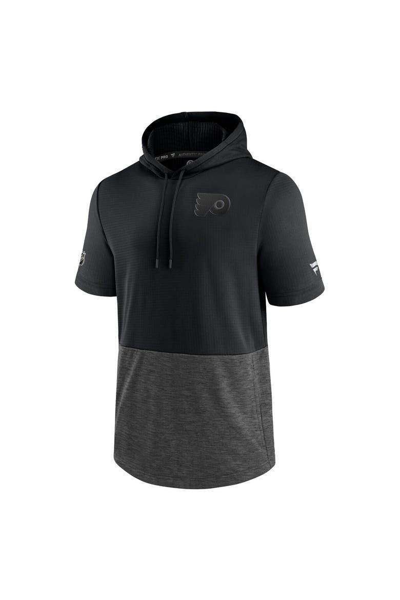 Men's Fanatics Branded Black Philadelphia Flyers Authentic Pro Travel and Training Short Sleeve Pullover Hoodie, Alternate, color, Black