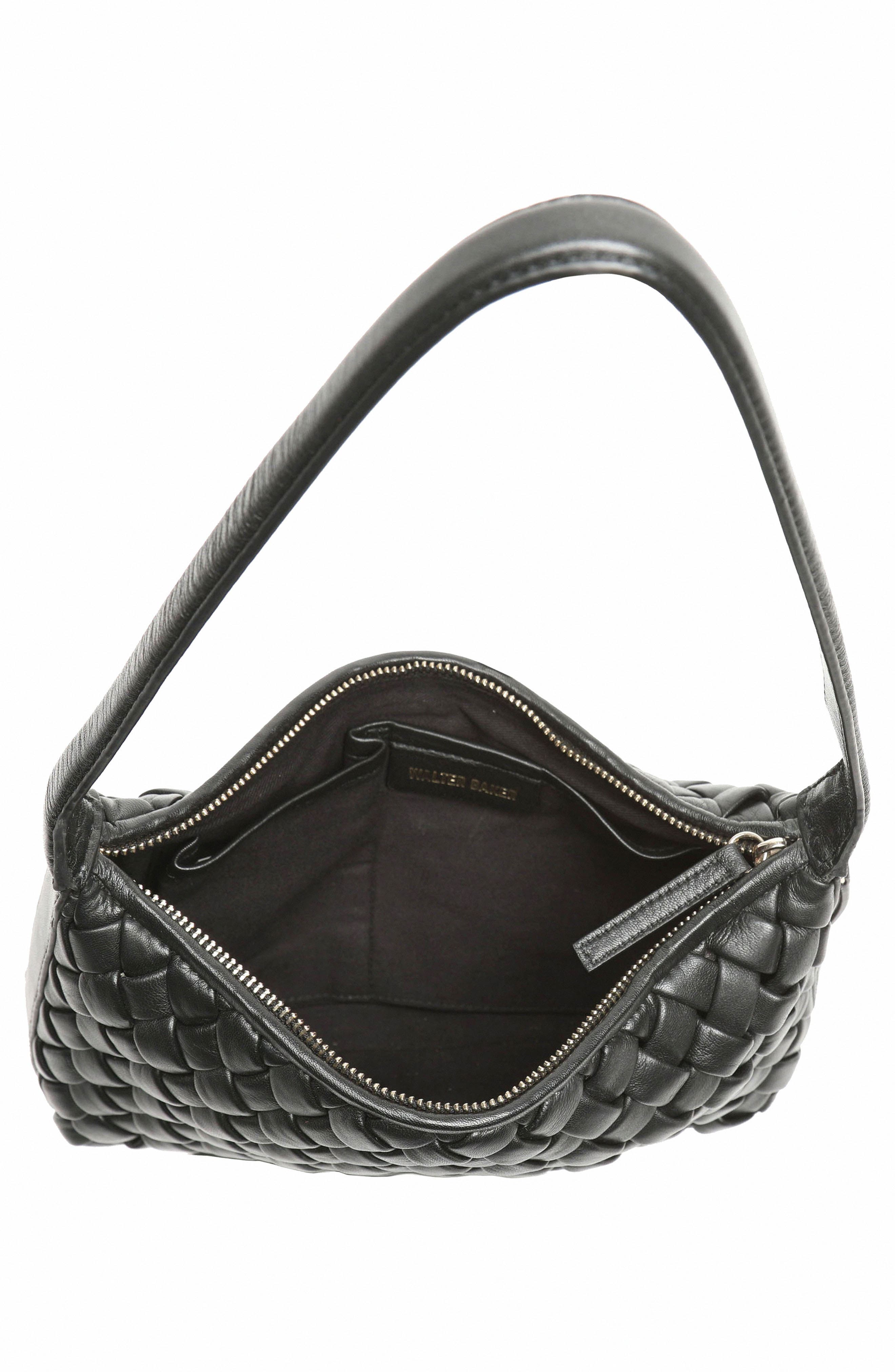 Walter Baker Hazel Woven Shoulder Bag, Alternate, color, Black