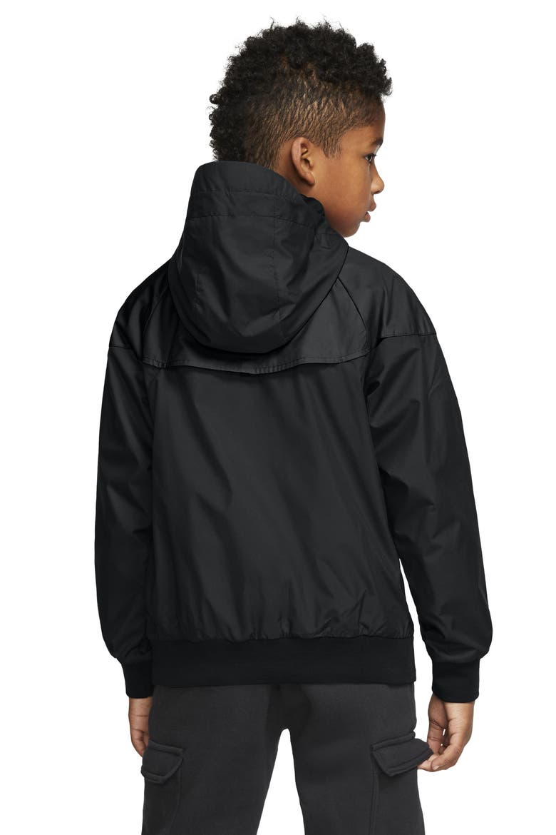 Windrunner Water Resistant Hooded Jacket, Alternate, color, BLACK/ WHITE