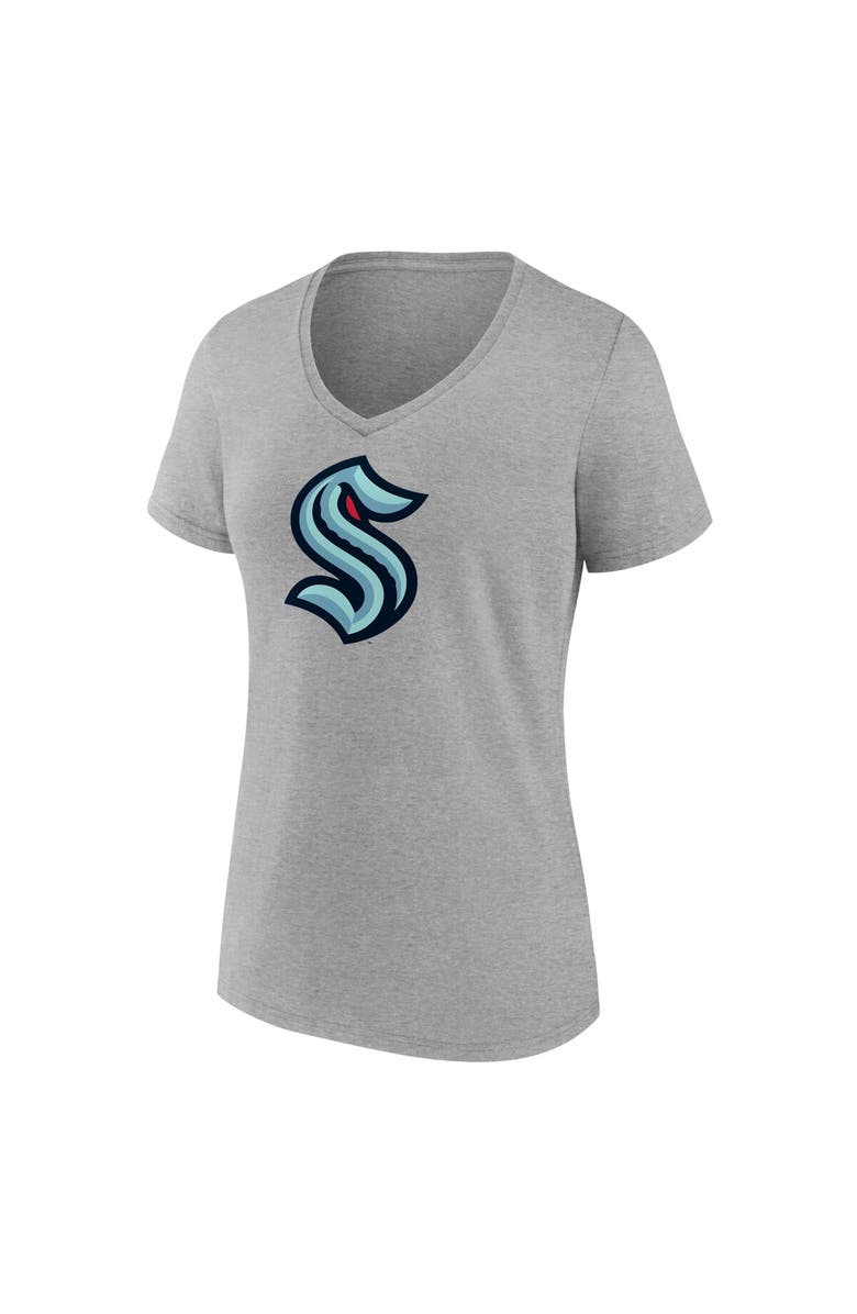 FANATICS Women's Fanatics Heathered Gray Seattle Kraken Primary Logo Team V-Neck T-Shirt, Alternate, color, Heather Gray