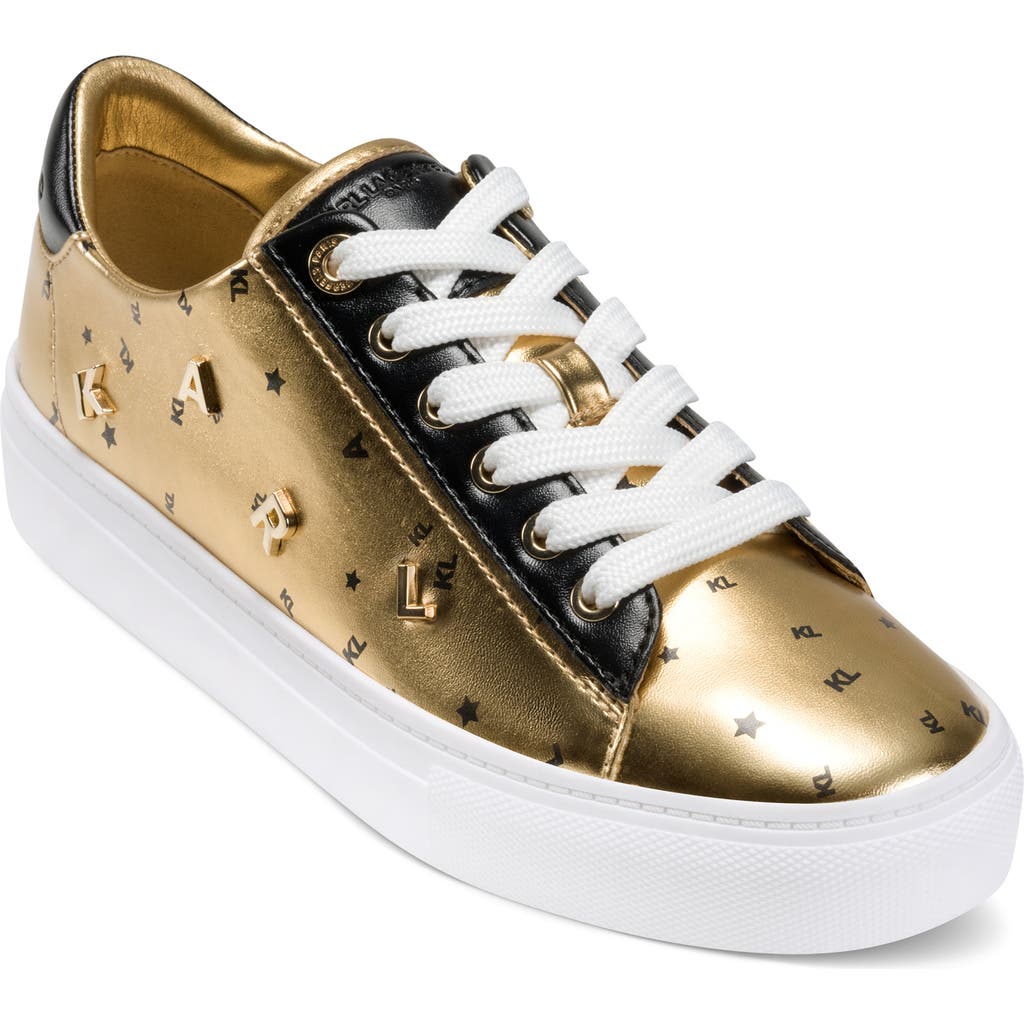 Karl Lagerfeld Paris Cate Pin Sneaker In Gold