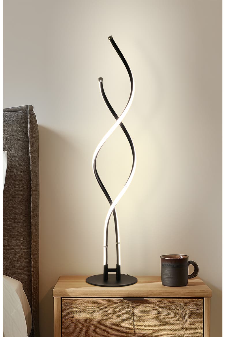 Embrace 60" LED Industrial 2-in-1 Table and Floor Lamp with Built-In Light Dimmer, Adjustable Height, Alternate, color, Classic Black