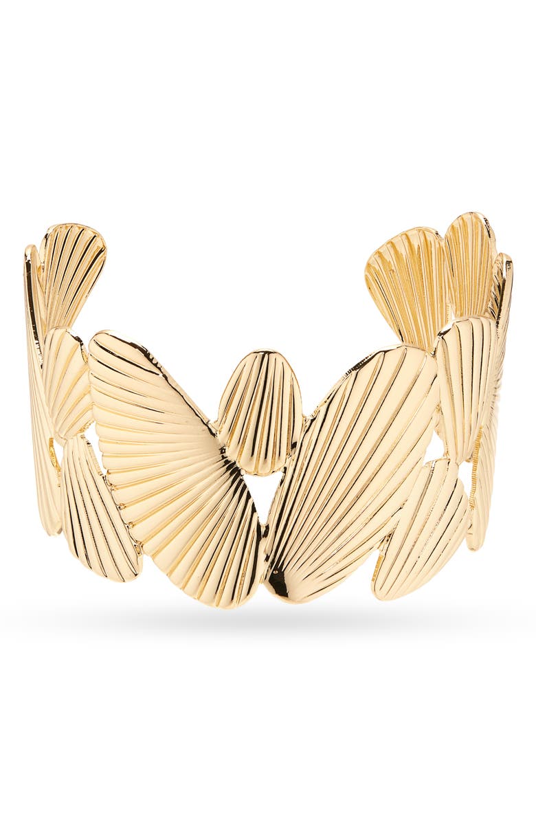 Panacea Ridged Cuff Bracelet, Main, color, Gold