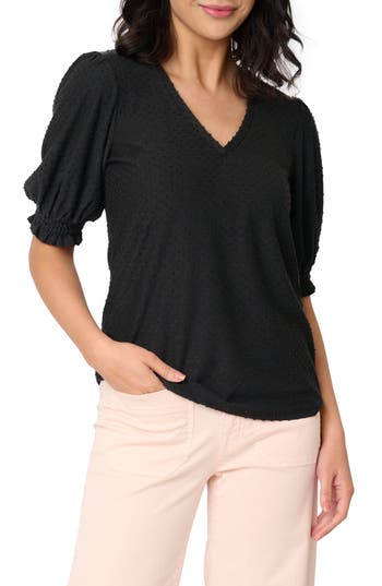 Gibsonlook Clip Dot Puff Sleeve Top
