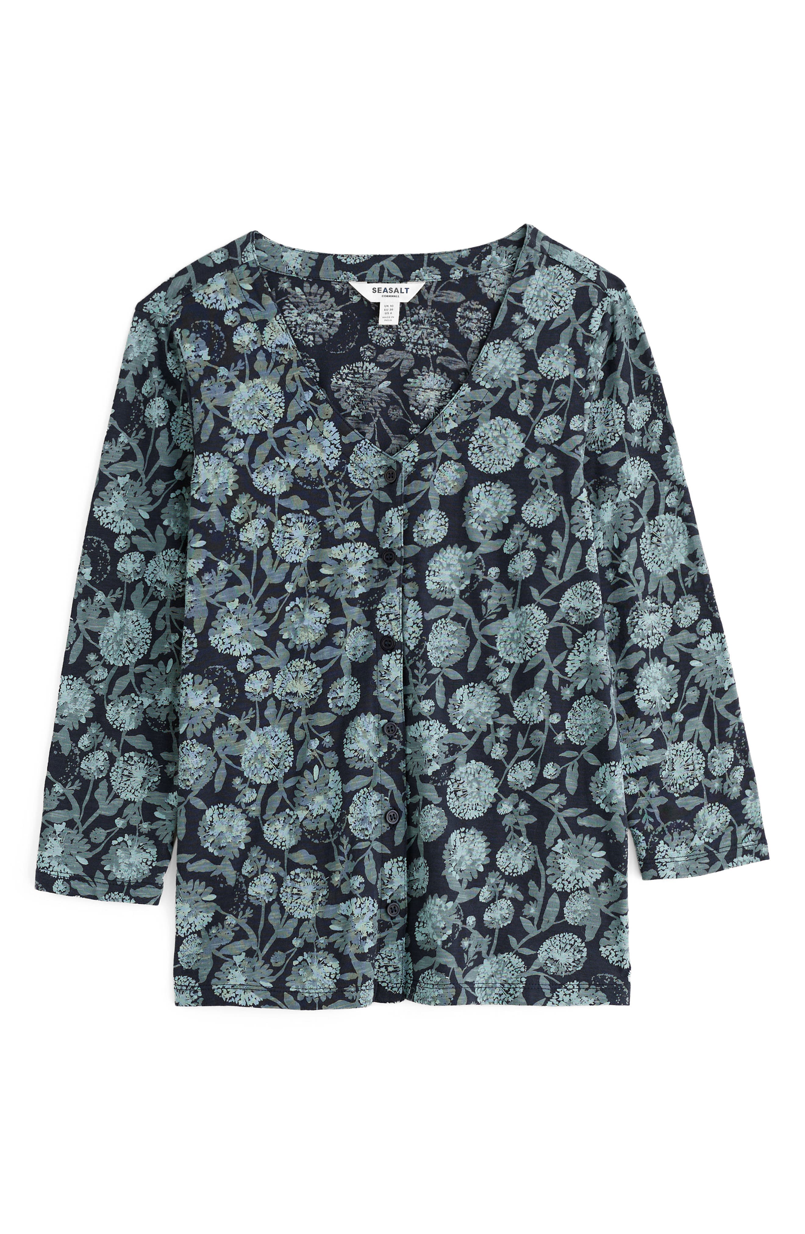 Seasalt Cornwall Floral Organic Cotton V-Neck Jersey T-Shirt (Women ...