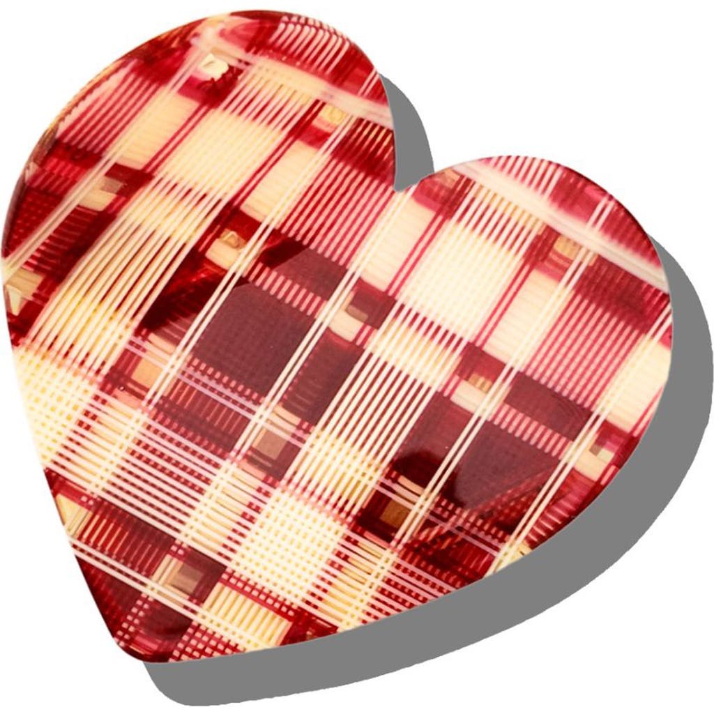 Solar Eclipse Plaid Heart Claw Clip In Red