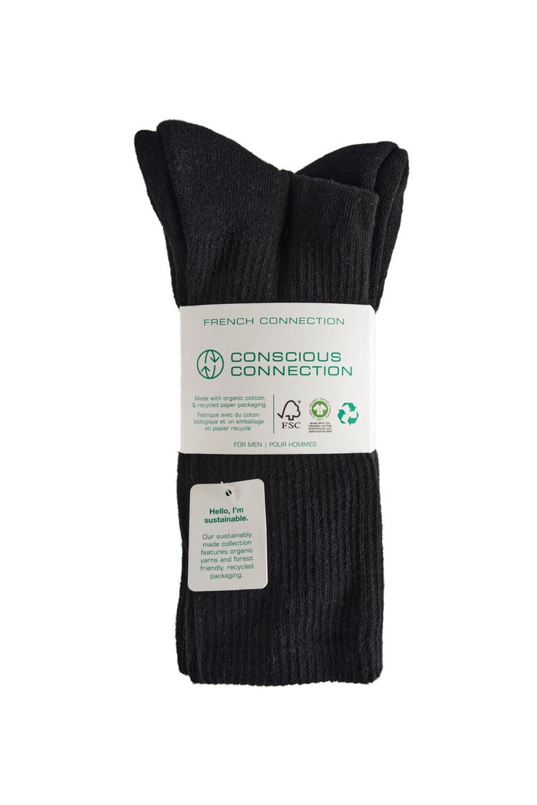 Organic Cotton Half Cushion Crew Sock 5-Pack, Alternate, color, Black
