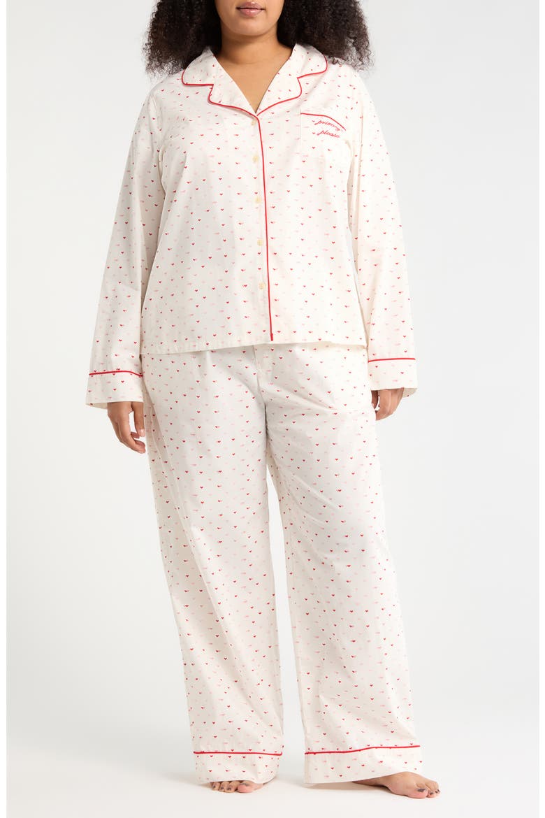 Classic Cotton Pajamas, Main, color, IVORY MICRO HEARTS