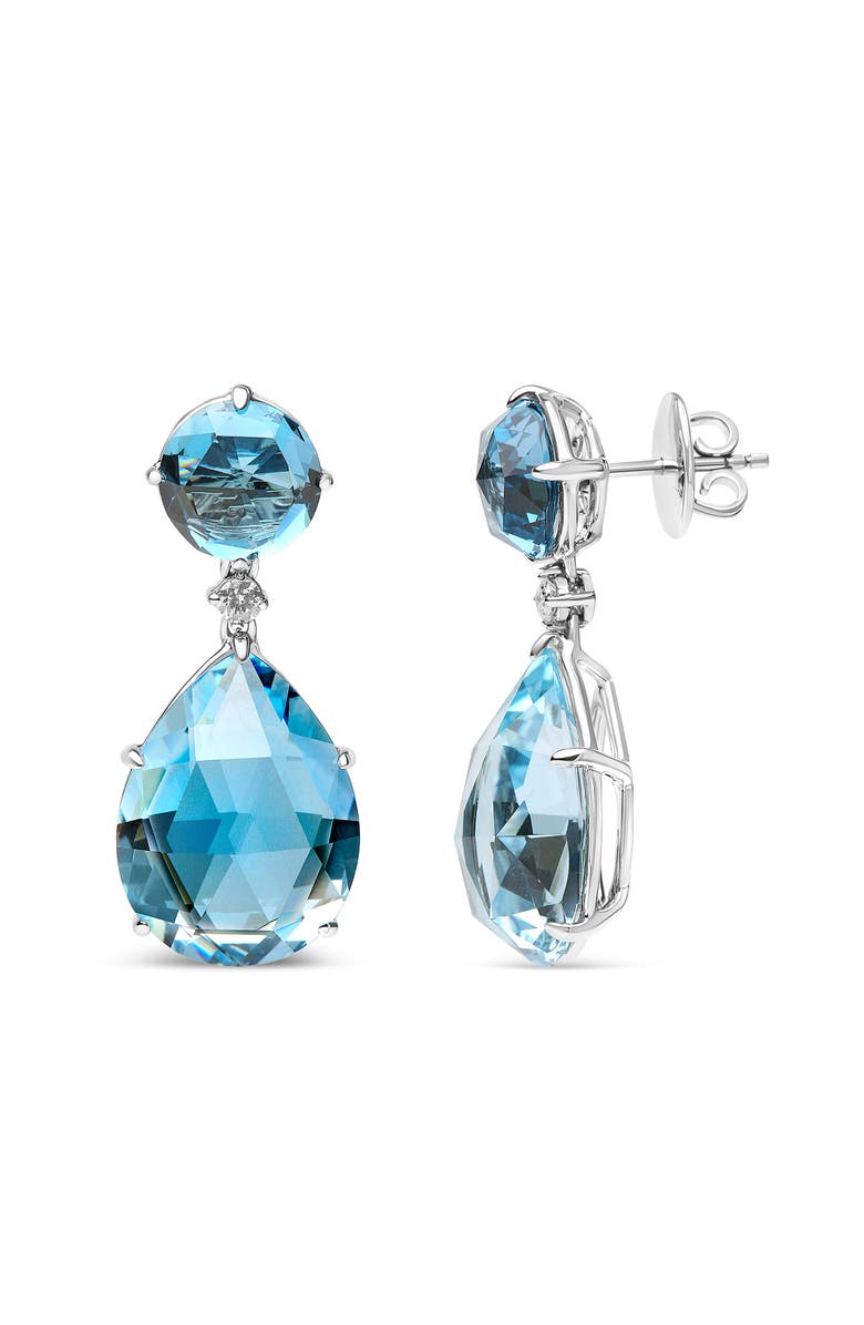 Haus of Brilliance 18K Gold 1/5 Ct Diamond with London Blue & Sky Blue Topaz Gemstone Dangle Earring, Alternate, color, White