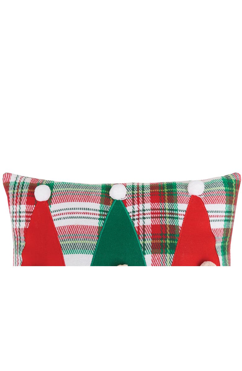 C&F Home Gnome Trio Plaid Applique 100% Cotton Mini Christmas Accent Throw Pillow 9" x 12", Alternate, color, Red