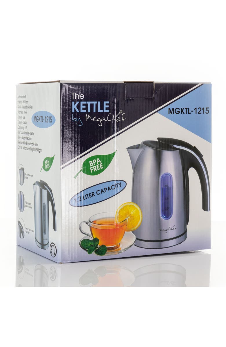 Megachef 1.2Lt. Stainless Steel Electric Tea Kettle, Alternate, color, Grey