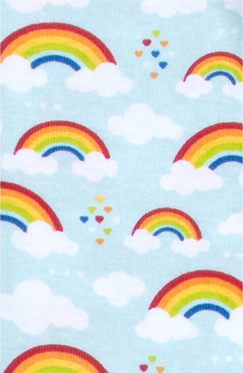Leveret Kids Footed Printed Cotton Matching Family Pajamas, Coordinated Prints, Alternate, color, Blue Rainbow