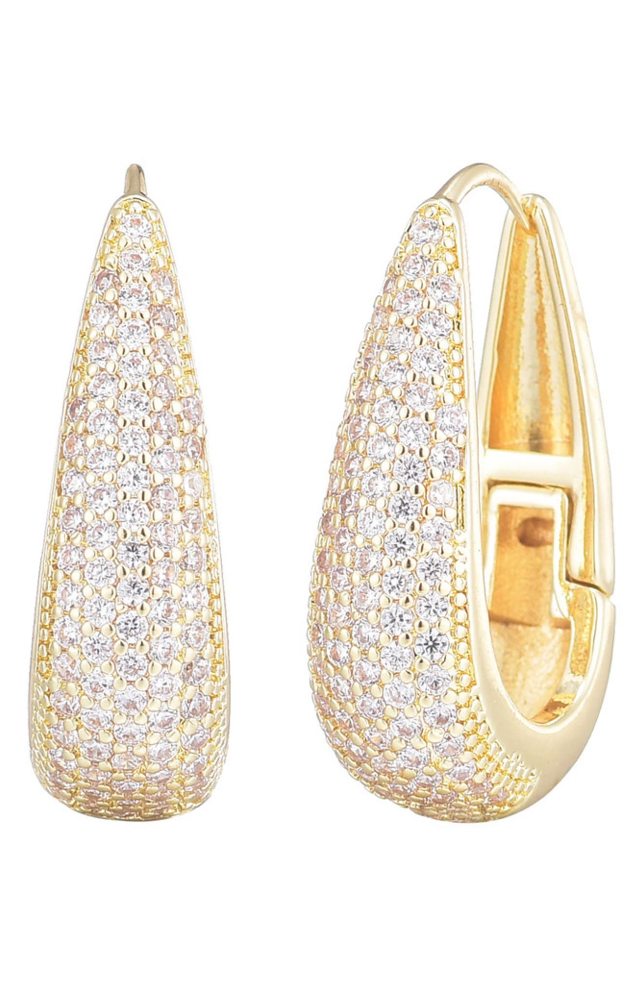 Adornia 14K Gold Plated Pavé Cubic Zirconia Hoop Earrings