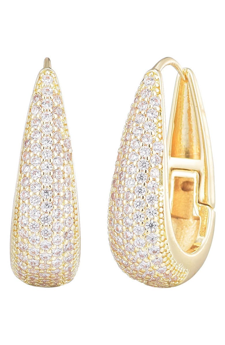 Adornia 14K Gold Plated Pavé Cubic Zirconia Hoop Earrings, Main, color, Gold