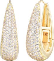 Adornia 14K Gold Plated Pavé Cubic Zirconia Hoop Earrings