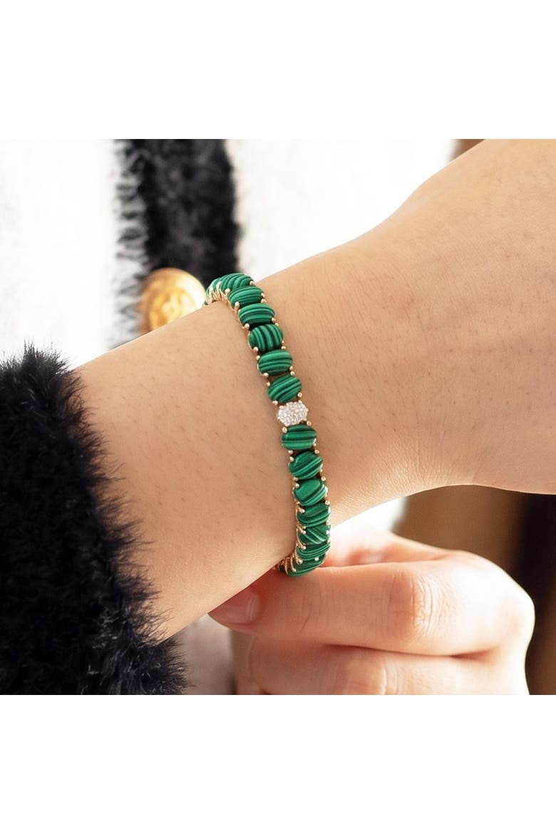 Oval Malachite CZ Tennis Bracelet, Alternate, color, Malachite