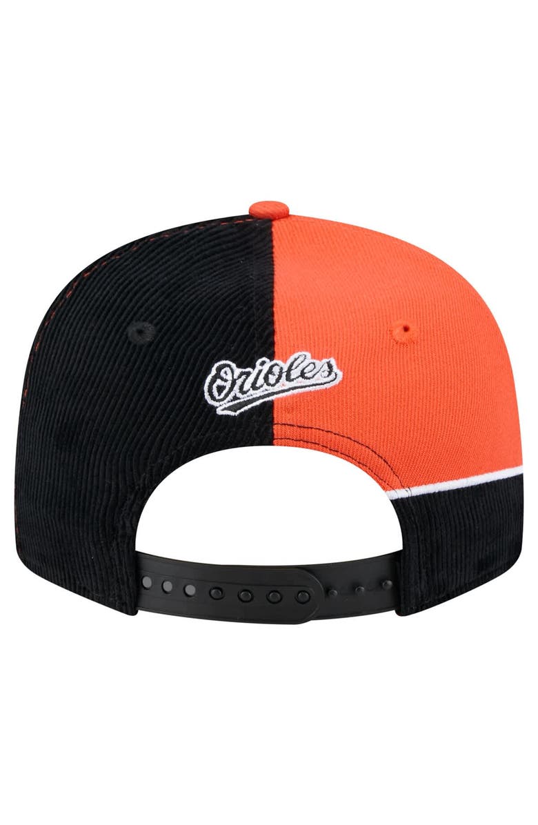 New Era Men's New Era Black/Orange Baltimore Orioles Retro Split Corduroy Snapback Hat, Alternate, color, Black
