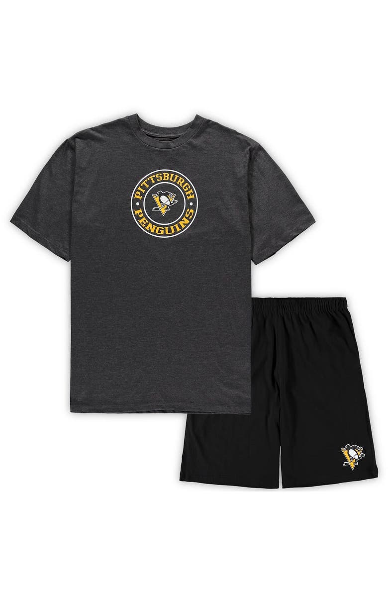 CONCEPTS SPORT Men's Concepts Sport Black/Heathered Charcoal Pittsburgh Penguins Big & Tall T-Shirt & Shorts Sleep Set, Alternate, color, Black