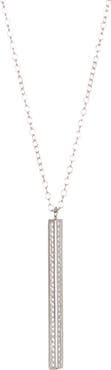 Adornia White Rhodium Plated Swarovski Crystal Accented Bar Drop Necklace