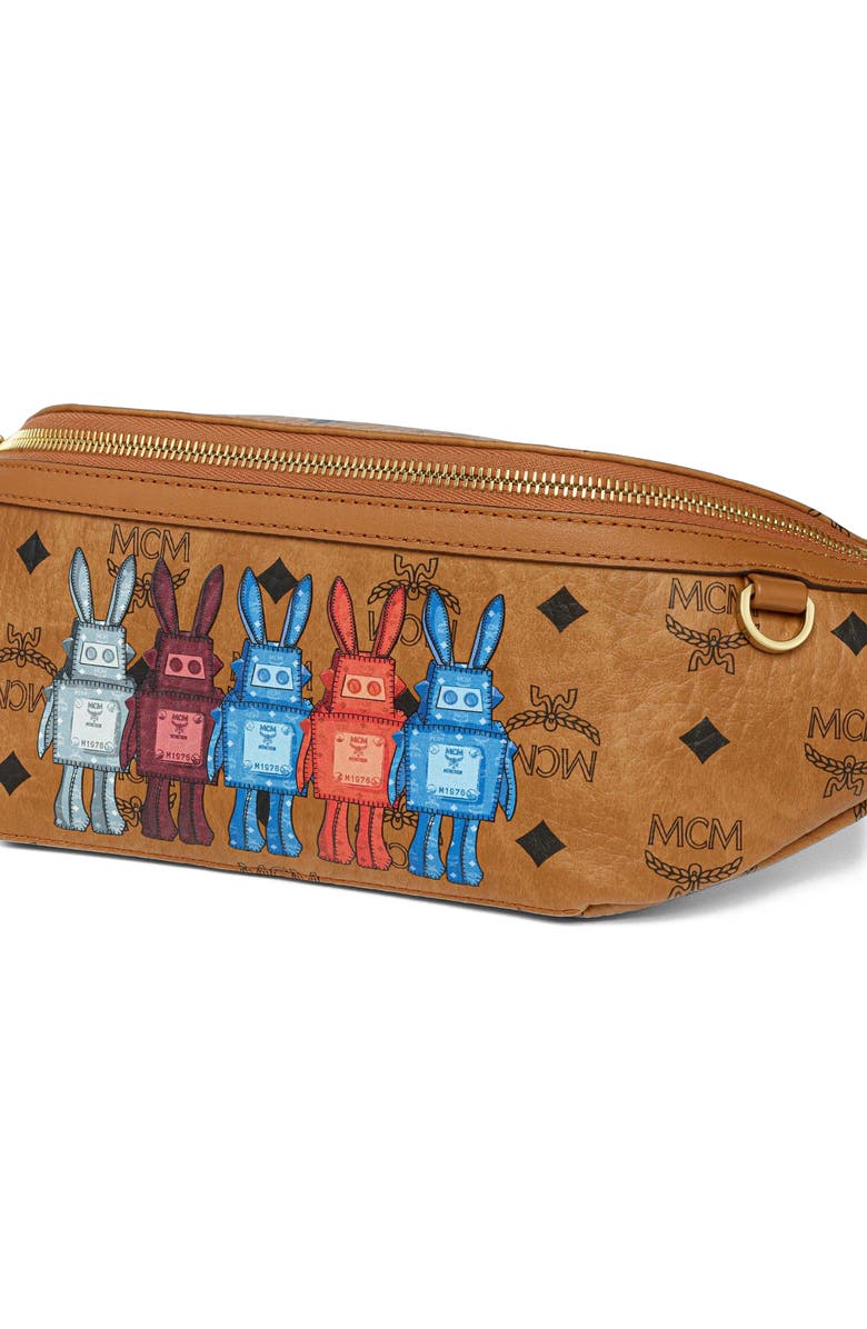 MCM Medium Fursten Belt Bag in Rabot Visetos, Alternate, color, Cognac
