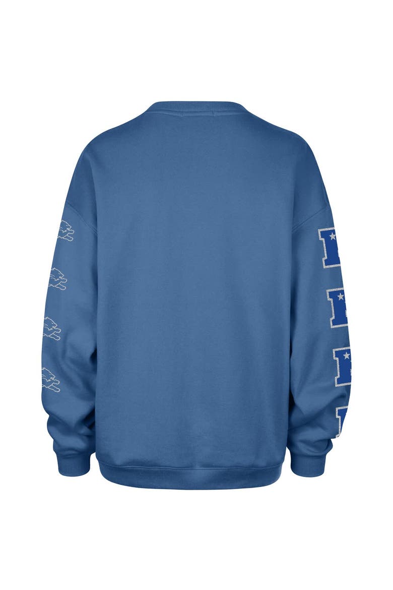 Women's '47  Blue Detroit Lions Go Big Oversized Pullover Sweatshirt, Alternate, color, Blue
