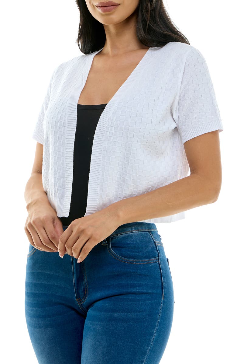 Nina Leonard Box Knit Bolero, Alternate, color, White