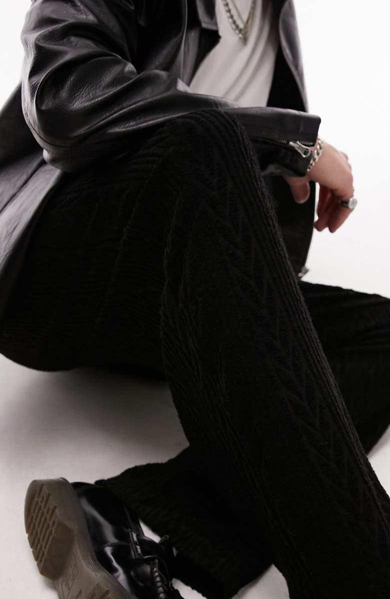 Topman Straight Leg Textured Velour Pants, Alternate, color, 