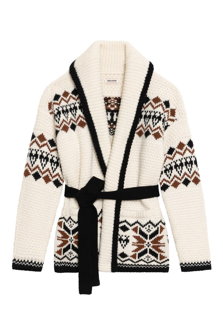 Erra Tie Waist Wool & Cashmere Cardigan, Alternate, color, VANILLE