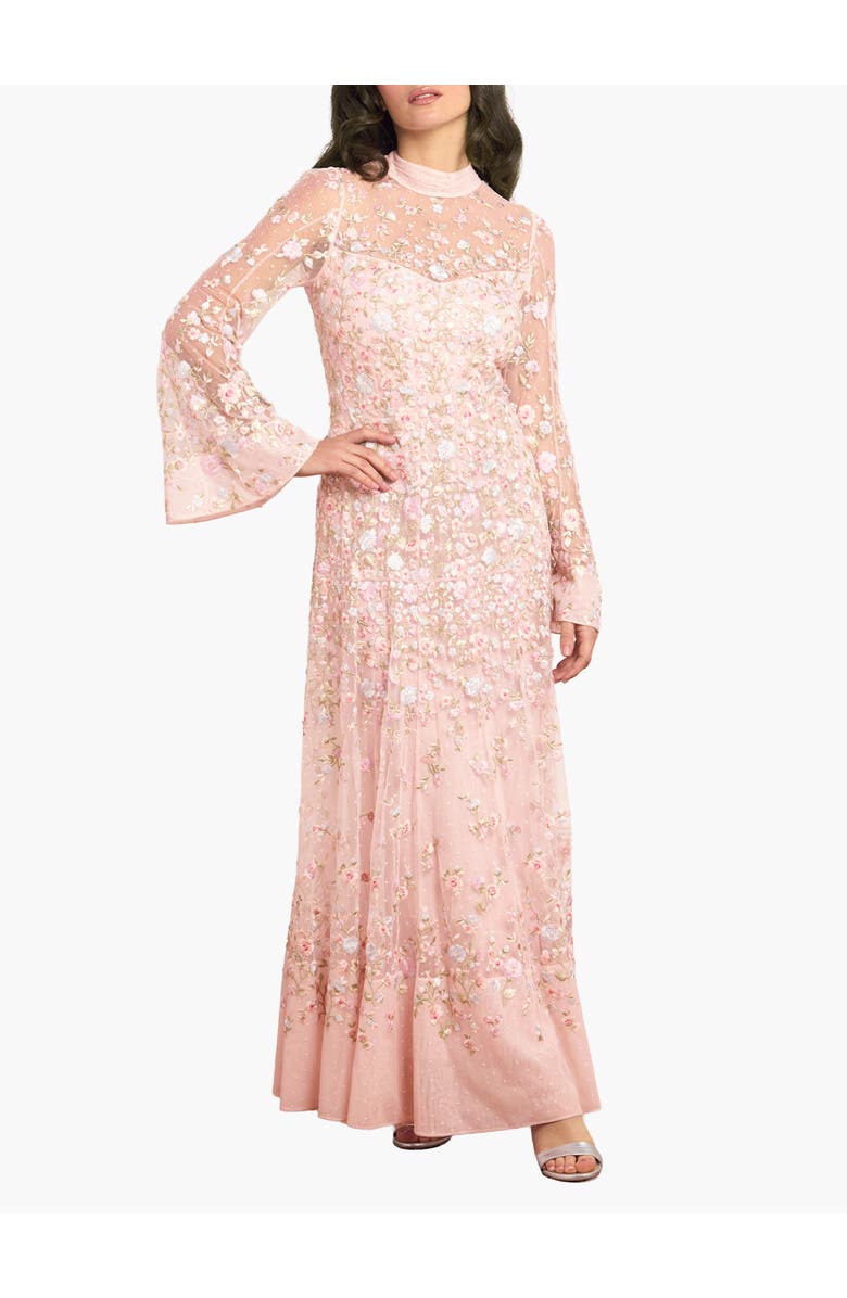 Needle & Thread Sylvia Rose Long Sleeve Ankle Gown, Main, color, Peony Pink/Bright
