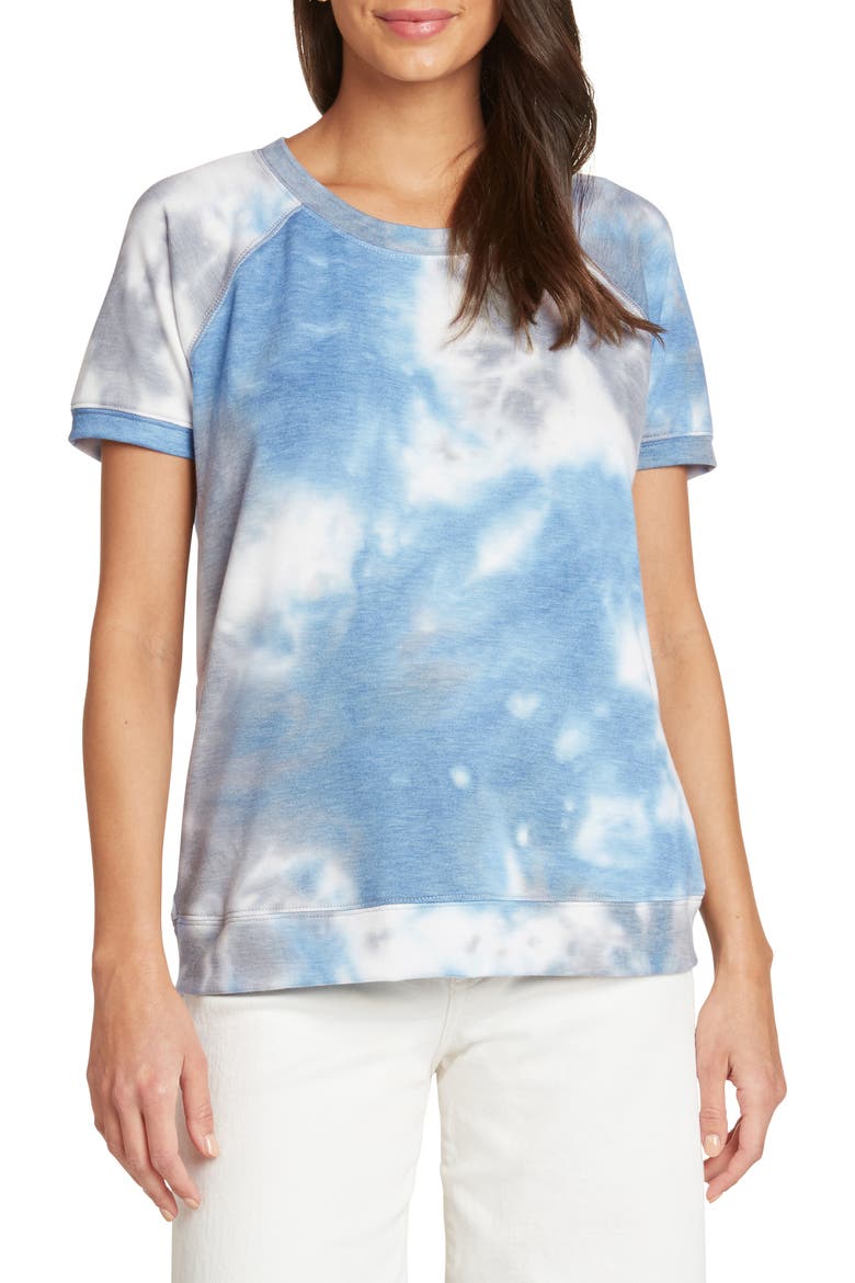 Tie Dye Raglan Sleeve Top, Main, color, DENIM