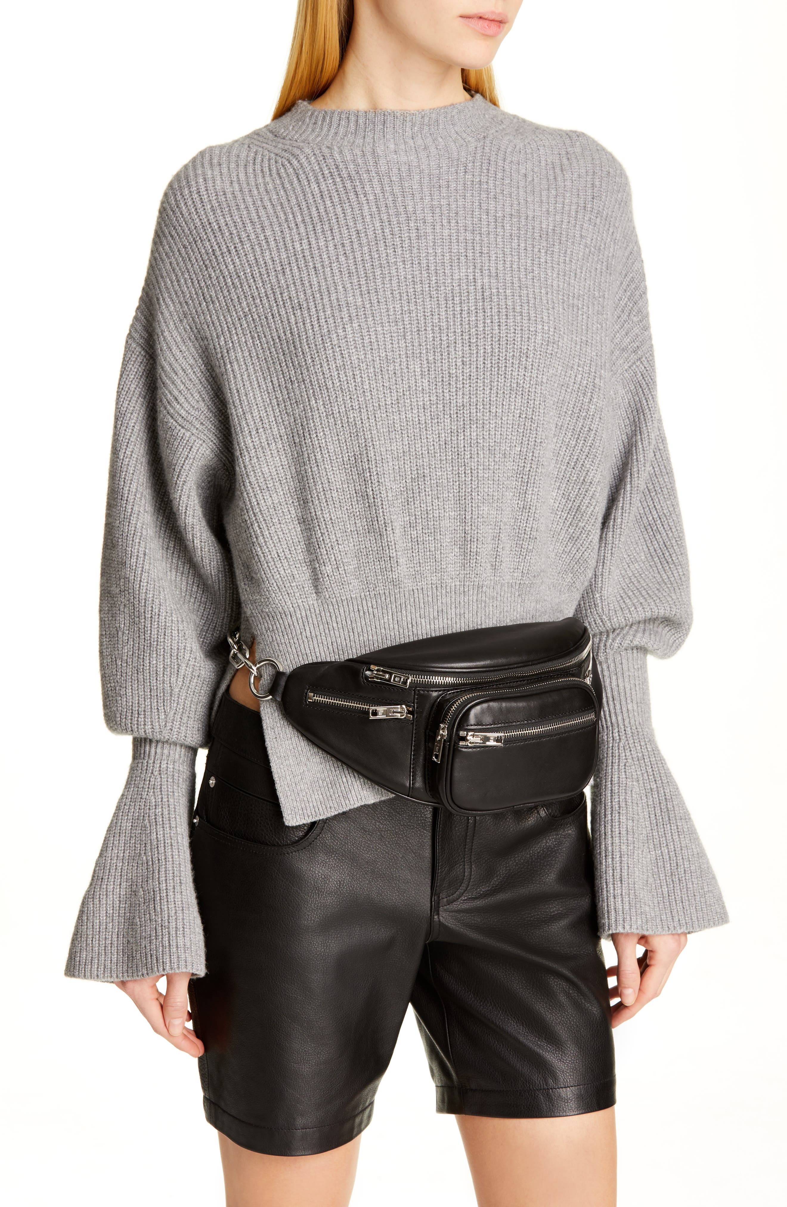 Alexander Wang Washed Leather Fanny Pack, Alternate, color, 