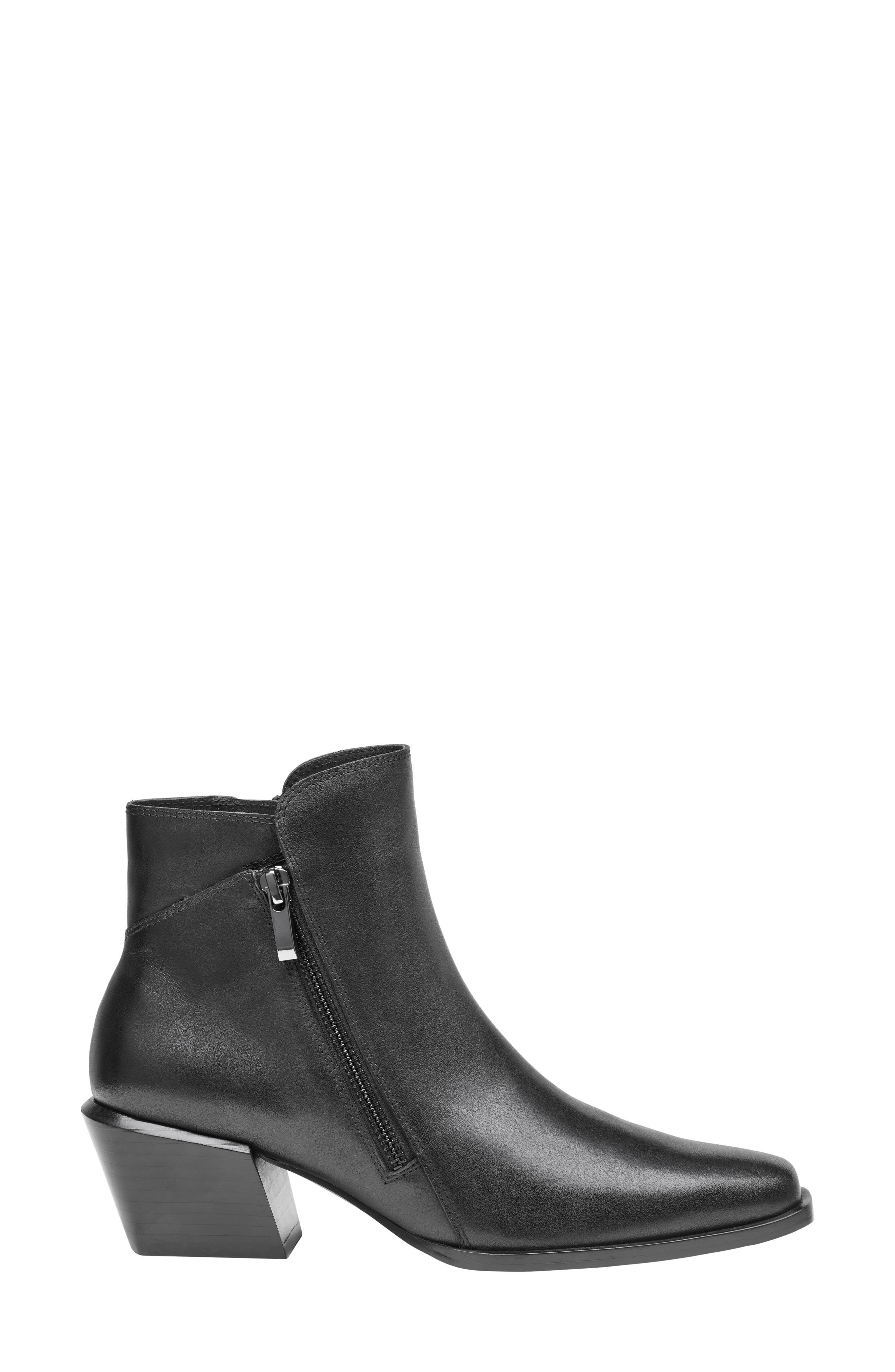 Kalista Double Zip Bootie, Alternate, color, BLACK CALFSKIN