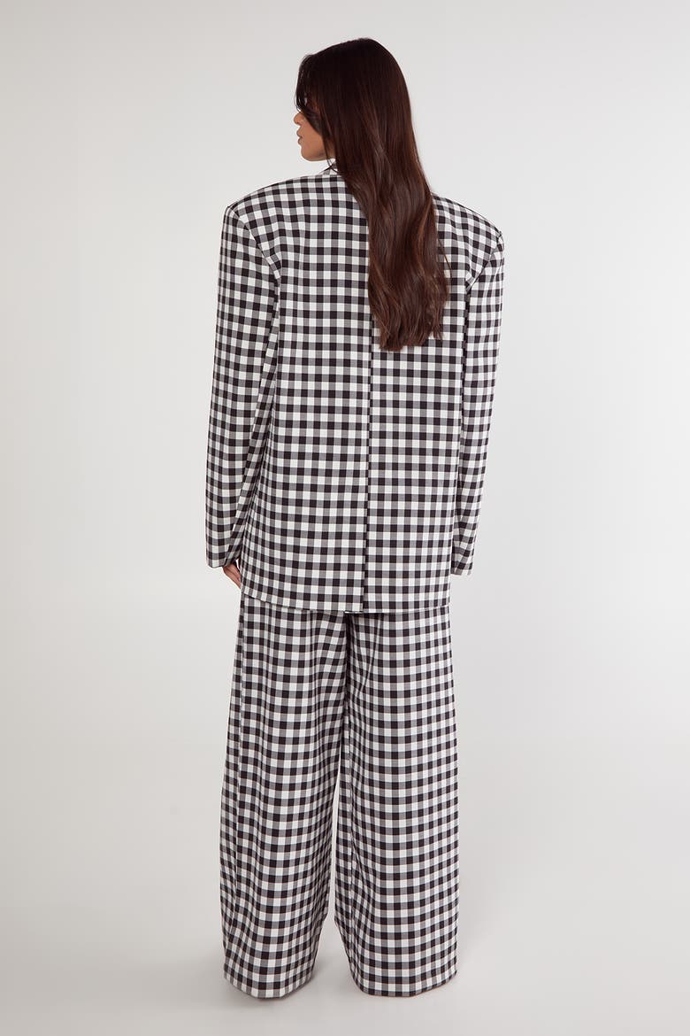Gingham Tailored Wide Leg Pants, Alternate, color, Mono