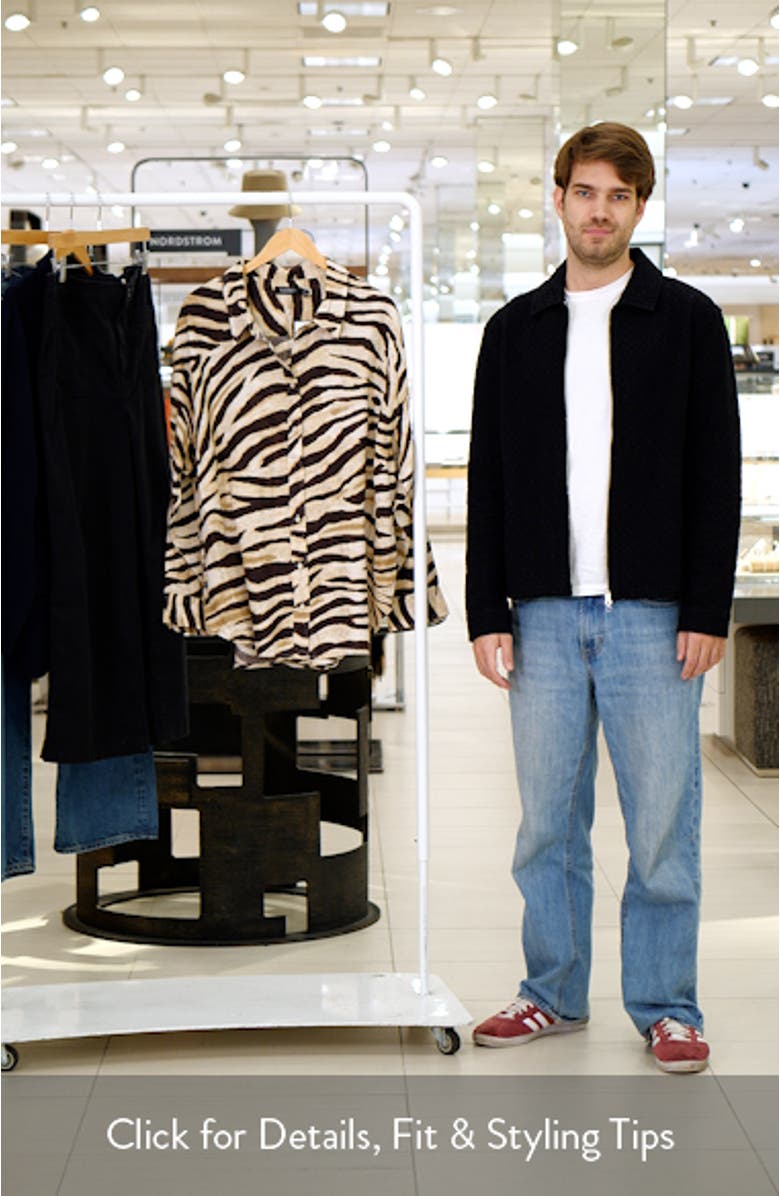 Zebra Stripe Relaxed Fit Linen Button-Up Shirt, sales video thumbnail