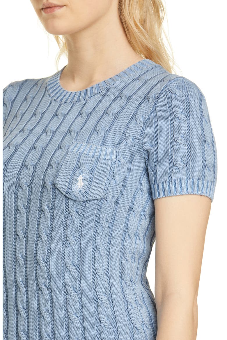 Cotton Cable Sweater Dress, Alternate, color, CHAMBRAY