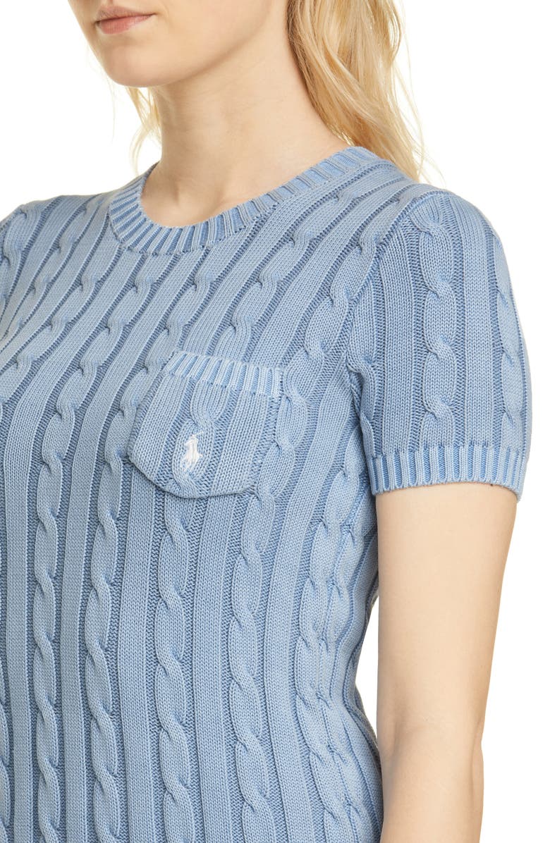 Polo Ralph Lauren Cotton Cable Sweater Dress, Alternate, color, 