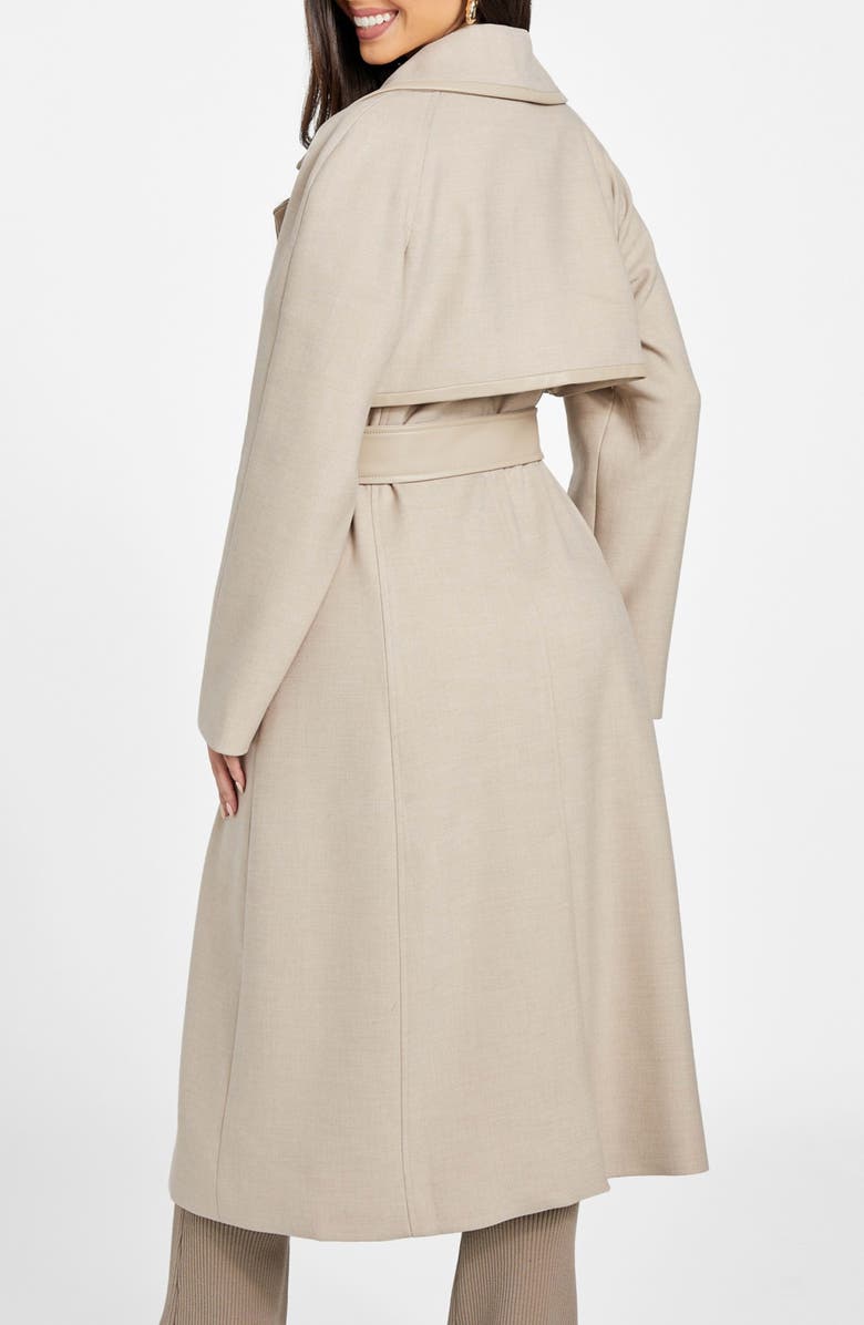 Marciano Natalie Belted Longline Trench Coat, Alternate, color, Light Khaki