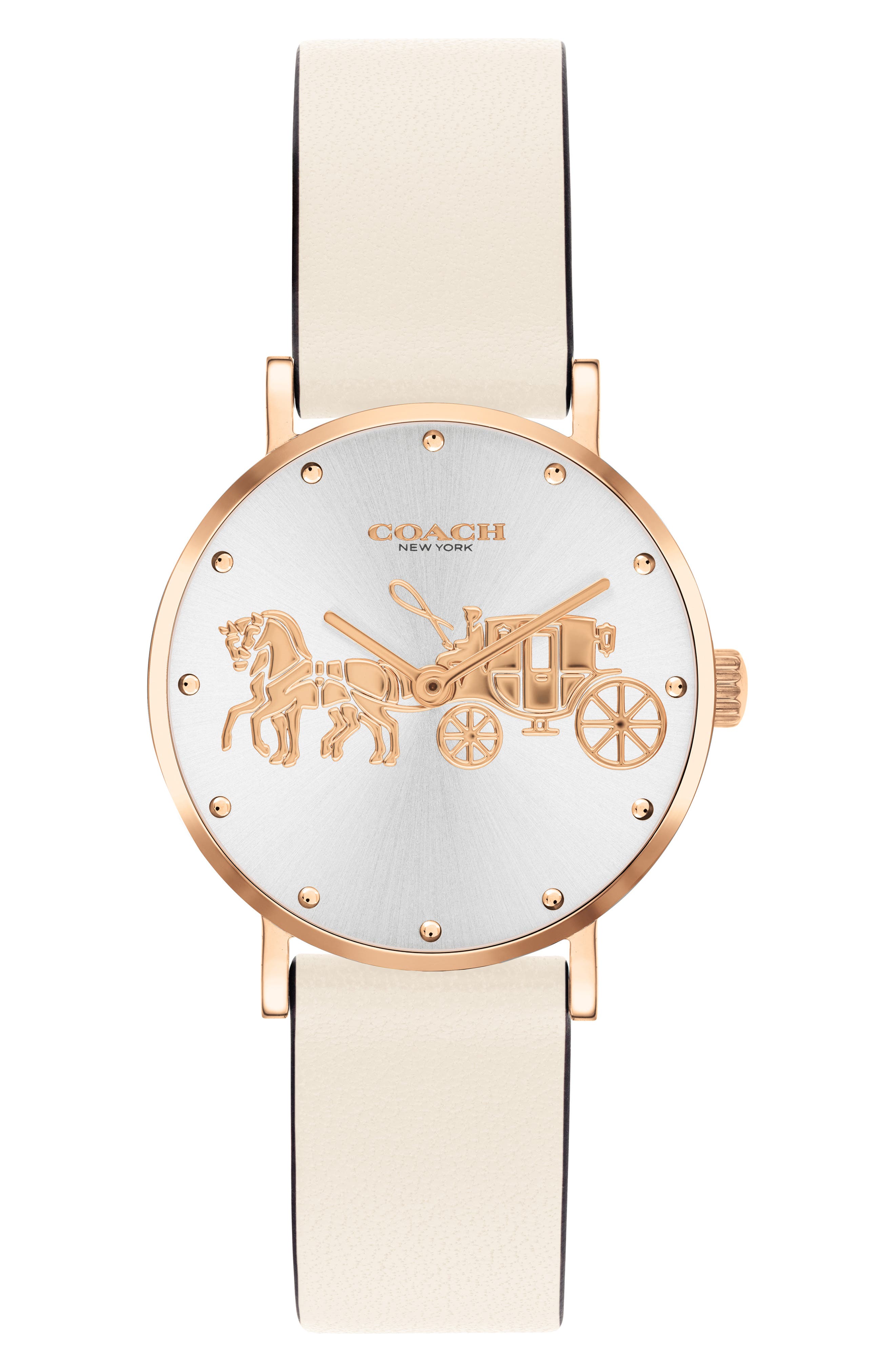 Perry Leather Strap Watch, 28mm