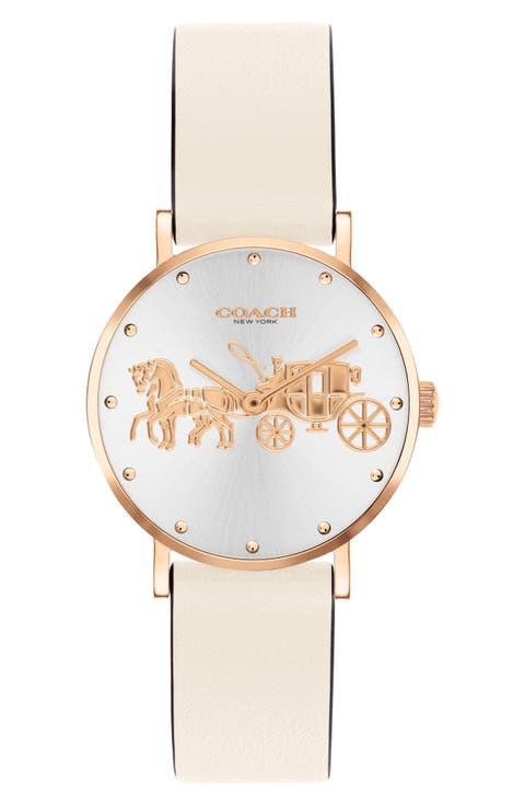 Perry Leather Strap Watch, 28mm