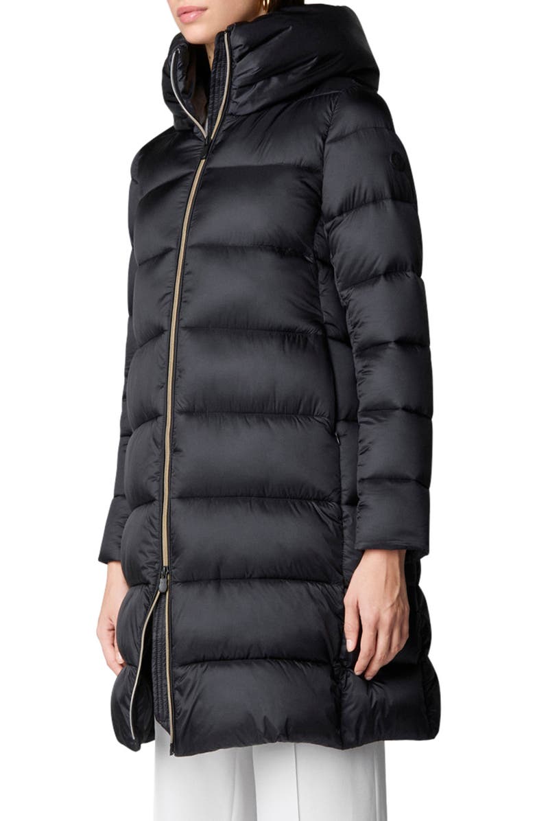 Save The Duck Lysa Quilted Hooded Longline Coat, Alternate, color,