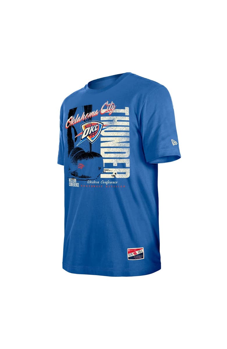 New Era Men's New Era  Blue Oklahoma City Thunder Distressed Throwback Vintage Color Pack T-Shirt, Alternate, color, 