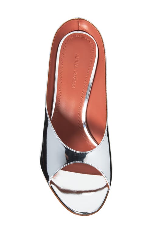 Amina Muaddi Silver Leather Anok 105 Mules In Silver
