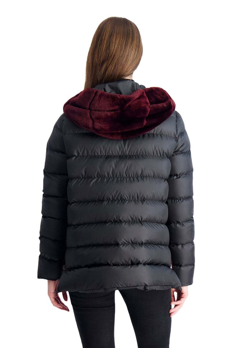 Genuine Shearling Parka, Quilted Features, Alternate, color, BURGUNDY/BLACK