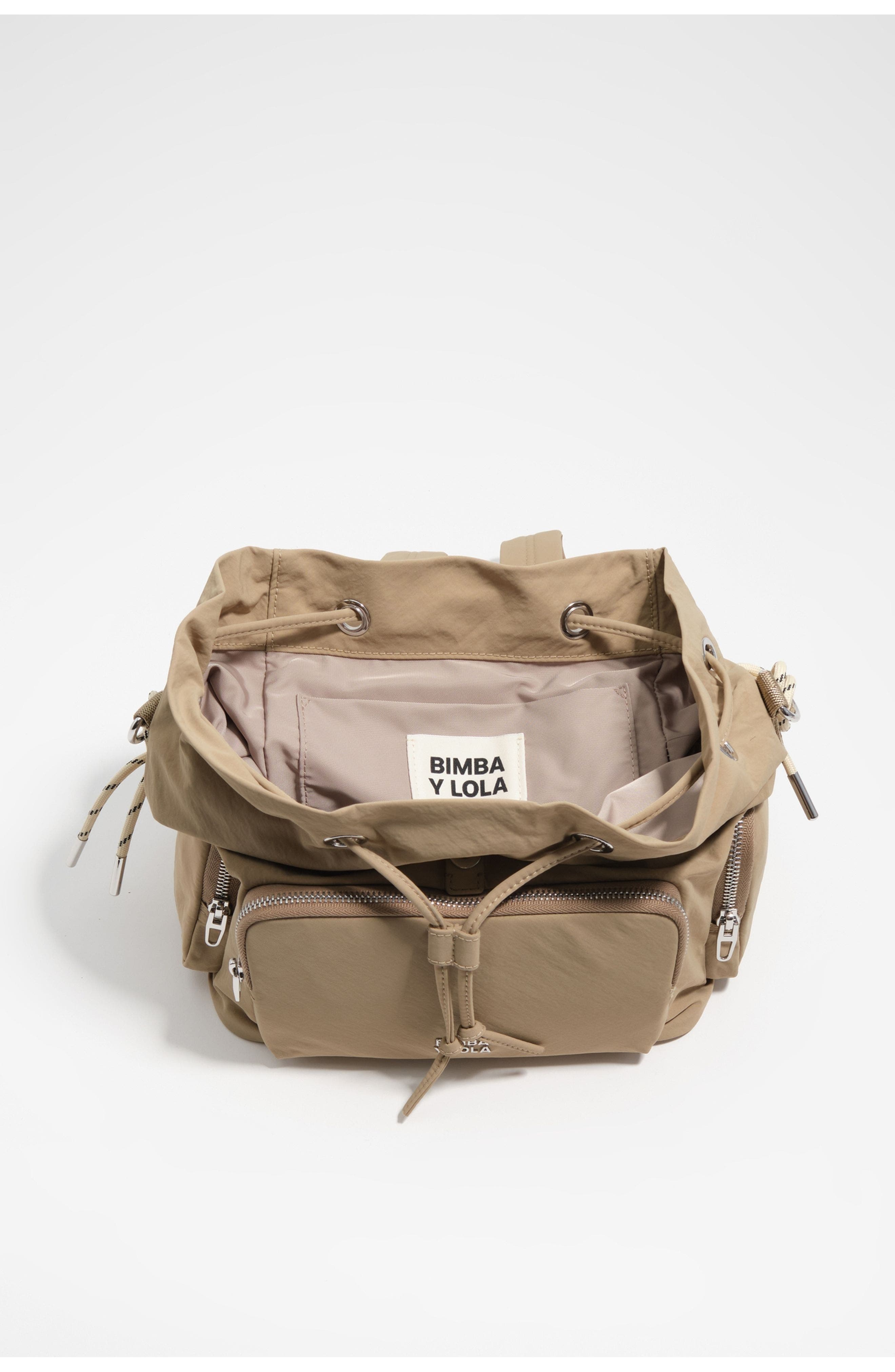 Nylon Multi-Pocket Backpack, Alternate, color, NOUGAT